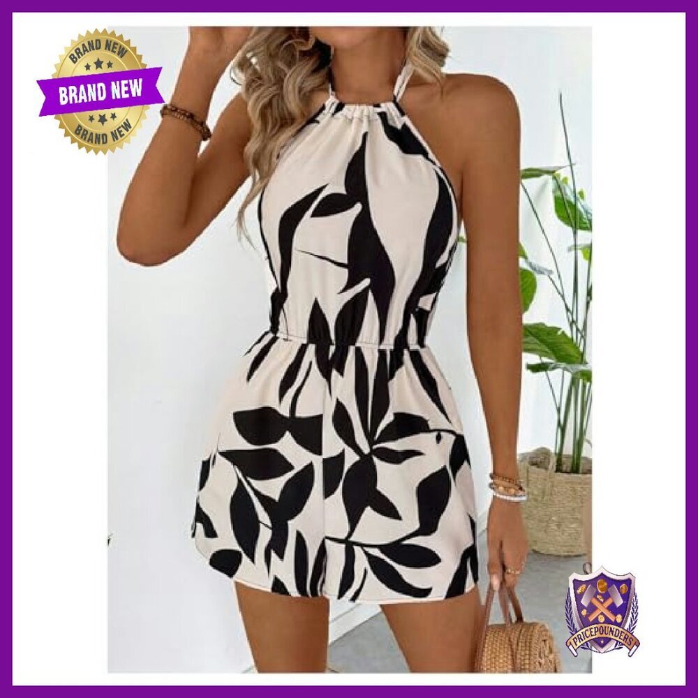 Halter Backless Romper Lightweight Summer Jumpsuit Size M - Picture 5 of 8